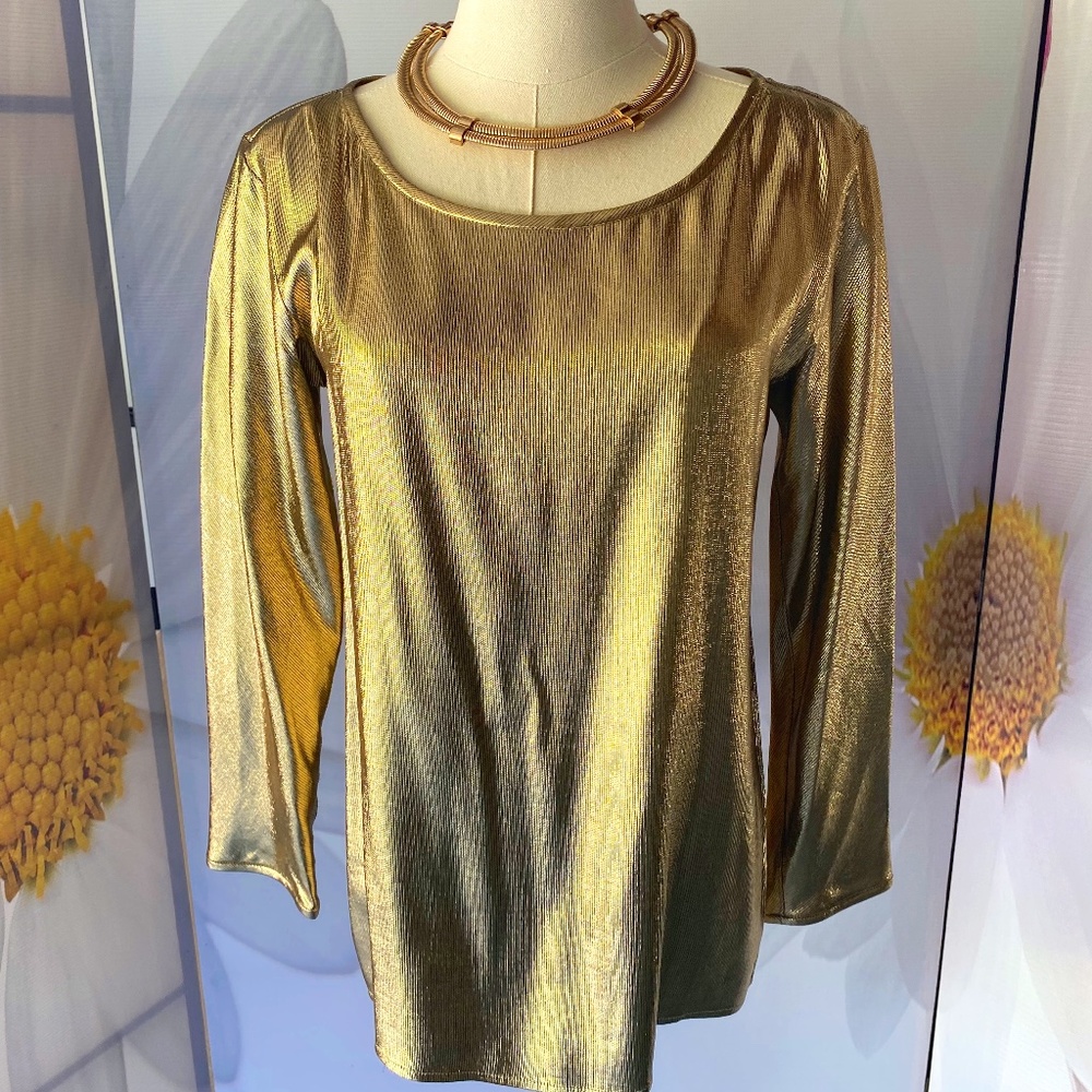Saint Laurent Rive Gauche silk  gold top